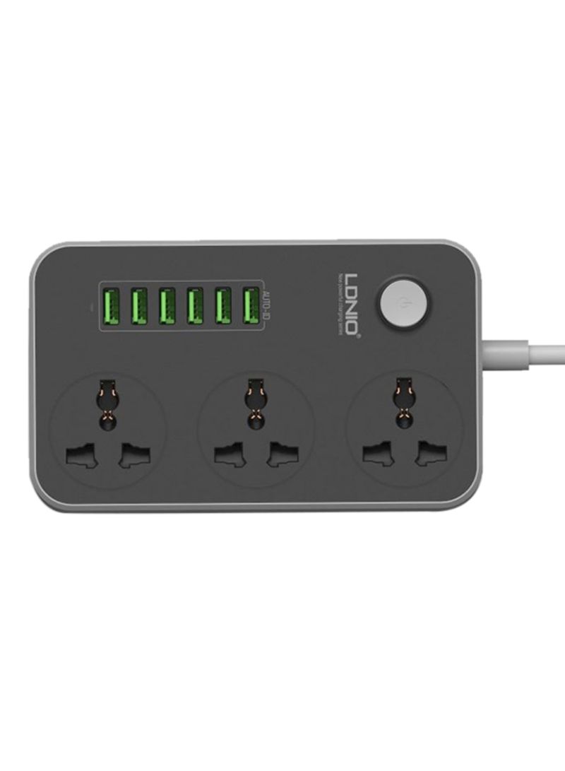 Ldnio - 6-Port USB Power Strip (EU Plug) Black 162x 97 x 38millimeter