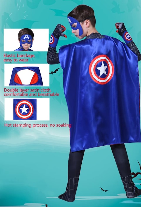 Uaejj Halloween Costume For Kids, Boys Halloween Dress Up, Kids Superhero Capes Set, Superhero Cosplay Custome For Boys Girls Party Supplies Christmas Halloween Gifts (M(70*90cm), M)