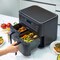 Dual Zone Air Fryer 2 Drawers,Oilless 6 Cooking Functions with Rapid Air Technology, Hot Air Convection Technology,Temperature,Touch Digital Display, Frying Grilling, Roasting &amp; Baking 2460W