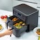 Dual Zone Air Fryer 2 Drawers,Oilless 6 Cooking Functions with Rapid Air Technology, Hot Air Convection Technology,Temperature,Touch Digital Display, Frying Grilling, Roasting &amp; Baking 2460W