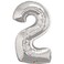 Number Two Silver 43in Number Foil Balloon 1 pc
