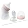 Marcus &amp; Marcus Silicone Angled Feeding Bottle &amp; Dispensing Spoon Set - Peach