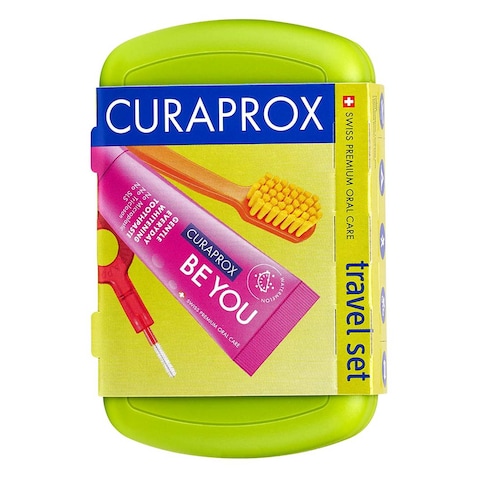 Curaprox Be You Gentle Everyday Whitening Toothpaste Watermelon with Toothbrush Travel Set Green