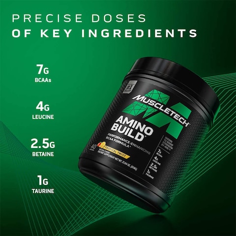 Muscletech Bcaa Amino Acids + Electrolyte Powder   Muscletech Amino Build   7G Of Bcaas + Electrolytes   Support Muscle Recovery, Build Lean Muscle &amp; Boost Endurance   Tropical Twist (40 Servings)