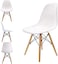 LANNY Modern White Eames Dining Set(1+2): Plastic Seat Wood Leg Chair-1618+Wood Square Table T5, for Living Room/Desk/Office/Kitchen/Lounging/Cafeterias/Home/Restaurant