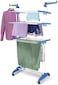 Three Tier Movable Foldable Steel Cloth Drying Stand with Wheels Laundry Rack Stand