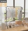 Neza Garment Cloth Rack Stand Clothing Rod Hatstand Single Rail With Side Hook Bottom Storage 110cm Long For Shoes Clothes Jacket Umbrella Hats Scarf Handbags
