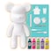 DIY CREATE YOUR OWN UNIQUE ACRYLIC FLUID POURING PAINT MONEY SAVING BEAR (13 inch - 33 cm) COMPLETE SET, Colors: Blue-Green, Fluorescent-Pink, Mint-Green, Light-Purple, Lemon-Yellow, Fun Creative Gift