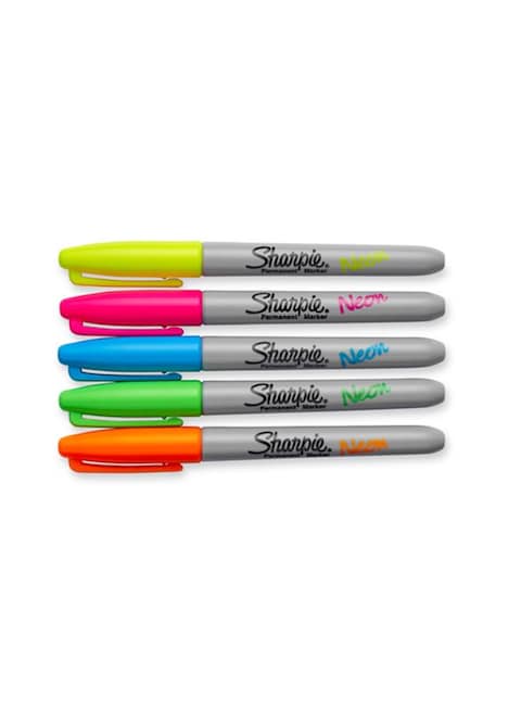 Sharpie Permanent Markers Neon Fine Point Pack of 5