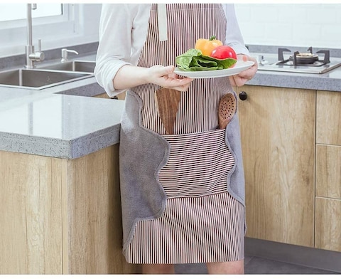 Aiwanto Kitchen Apron With Pocket and Both Side Wiping Towel Attached