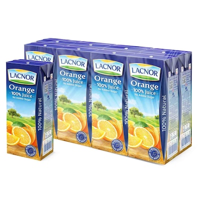 Lacnor No Added Sugar Orange Juice 180ml Pack of 8