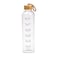 Cuisine Art Ross Motivation Borosilicate Glass Bottle 1000ml Glass Water Bottle with Time Marker, Leak Proof Bpa Free Motivational Water Bottle with Bamboo Lid For Sports, Outdoors, Office and Home