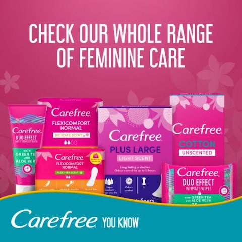 Carefree Cotton Aloe Regular Size Panty Liners White 30 Liners