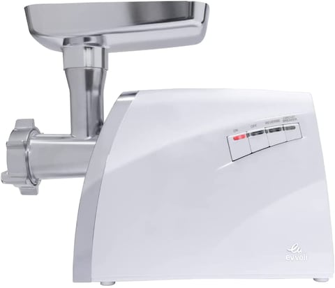 Evvoli Meat Grinder, Meat Mincer &amp; Sausage, Reverse Function, Digital Switches With Alarm System, 1600W, White, EVKA-MG1600W