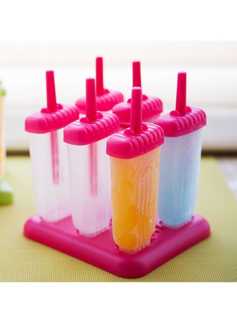 Sanbo-6-Piece Ice Cream Popsicle Molds Pink/Clear 14.8*14.8centimeter