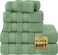 Safi Plus Luxury Hotel Quality 100% Turkish Genuine Cotton Towel Set, 2 Bath Towels 2 Hand Towels 2 Washcloths Super Soft Absorbent Towels for Bathroom &amp;amp; Kitchen Shower - Sage Green