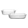 Borcam Square Fluted Glass Tray Ovenware Set Clear 2L+3.5L
