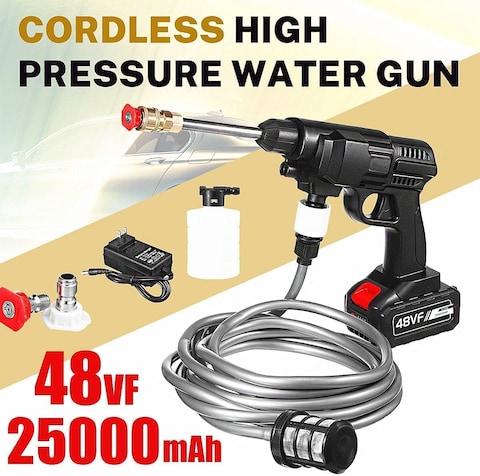 Generic YU Well 48V 25000mAh 30Bar Cordless High Pressure Car Washer With Nozzles Water Gun Set