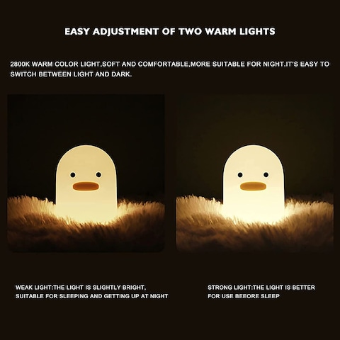 Aokpsrt Silicone Duck Night Light For Kids Rechargeable Nursery Bedside Lamp With Touch Sensor &amp; Timer Setting Breastfeeding