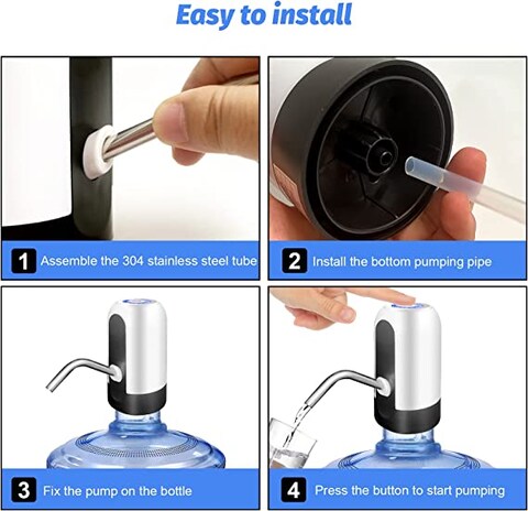 Rahalife Water Bottle Pump, USB Charging Automatic Drinking Water Pump Portable Electric Water Dispenser Water Bottle Switch For Universal 5 Gallon Bottle