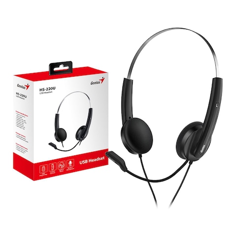 Genius HS-220U Wired Headset Over-Ear With Mic Black