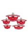 Dessini 10-Piece Granite Cookware Set Red/Clear/Silver