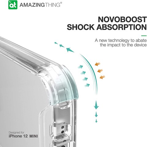 Amazing Thing NOVOBOOST Drop Proof Anti Microbial designed for iPhone 12 Mini case/cover (5.4 inch) - Clear
