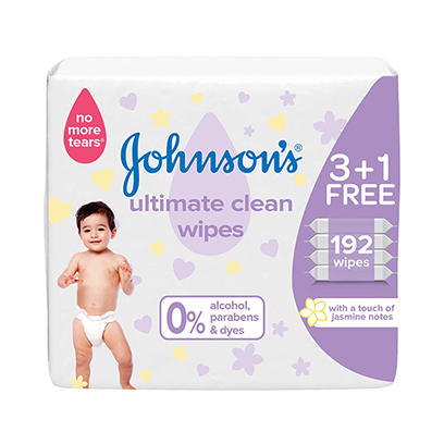 Johnsons Ultimate Clean Baby Wipes Jumbo 48 Count X 3+1 Free