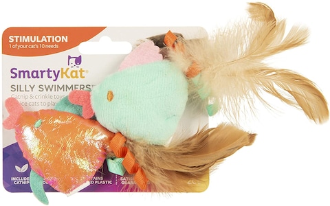 اشتري Smartykat Silly Swimmer Fish, Set Of 2 Goldfish Catnip Cat Toys في الامارات