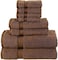 Comfy 8 Piece Highly Absorbent Combed Cotton 550 GSM Hotel Quality Towel Set - Dark Brown