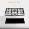 Milton 5 Burner Built In Stainless Steel Gas Hob With Auto Ignition, Euro Pool Burners, Cost-Iron Pan Support, Inox Capped Knobs, Silver, 90 x 60 cm Model - MHG907SS -1 Year Warranty
