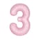 34" Matte lovely pink number 3 foil balloon