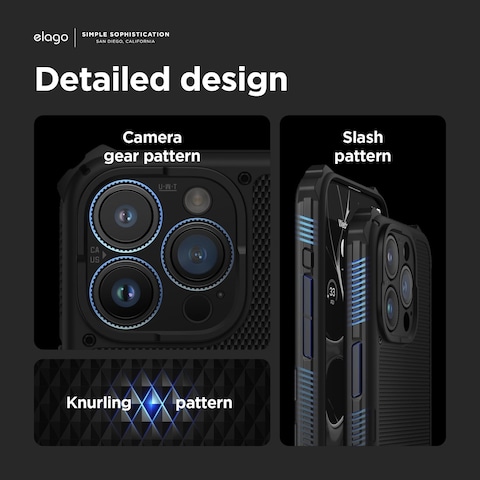 elago Magnetic Armor for iPhone 15 Pro Max Military Grade compatible with MagSafe case cover with Rigid Pattern - Black