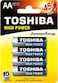 TOSHIBA Long-Lasting Vibratio Resistance High Power Alkaline AA - 4 Battery Pack