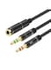 Generic 3.5mm Female To Dual 3.5mm Male Audio Splitter Cable, Black