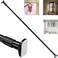 Rubik Shower Curtain Rod Adjustable 110-200cm Thick &amp; Extendable 25mm Telescopic Length Tension Bar Painted Surface No Drill Type for Bathroom Shower Bathtub Cabinet (Black, 110cm to 200cm)