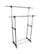 Generic Moveable Double Bar Cloth Hanging Stand Black/Silver 55x17.25x62.75inch