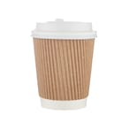 اشتري Hotpack Ripple Paper Cup With Lid 8 Ounce Kraft - 10 Pieces في الامارات