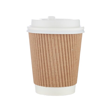 Hotpack Ripple Paper Cup With Lid 8 Ounce Kraft - 10 Pieces price in ...