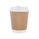Hotpack Ripple Paper Cup With Lid 8 Ounce Kraft - 10 Pieces
