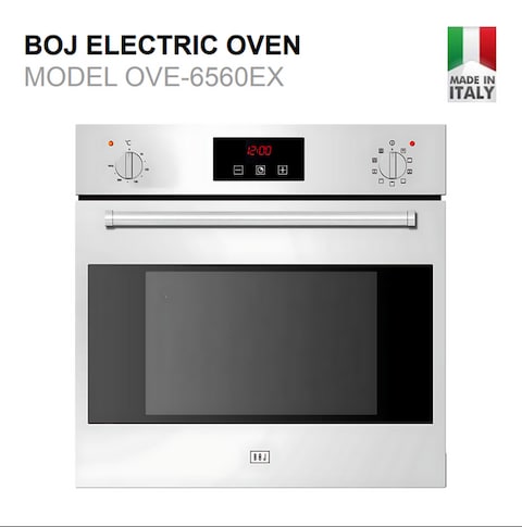 BOJ 60cm Built In Fully Electric Multifunctional Oven, OVE-6560EX Total Power 2300W, A Class Energy Efficiency, Internal Lighting, Made In Italy - 1 Year Manufacturer Warranty