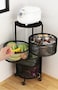 Generic 4 Tier New Thickened Metal Kitchen Vegetable Basket Multi-Layer Rotatable Round Storage Basket Multi-Use Storage Rack Kitchen Organizer