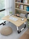 Doreen Bed Laptop Table Tray LapDesk eNotebook Stand with ipad Holder Cup Slot Adjustable Anti Slip Legs Foldable for Indoor Outdoor Camping Study Eating Reading -Wood color