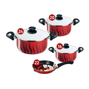 طقم حلل تيفال تيمبو، 16-20-24 - 6 قطع + طاسة - مقاس 22