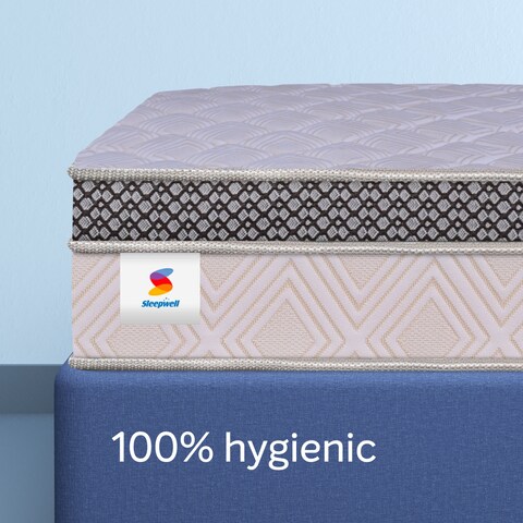 Sleepwell Fitrest Classic   Acuprofile PU Foam   Queen Bed Size   Medium Firm   Neem Fresche Technology   Anti Sag Mattress (200L x 160W x 20H cm)