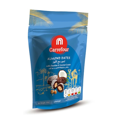Carrefour Almond Milk Chocolate and Coconut Dates, 100g Pack of 4