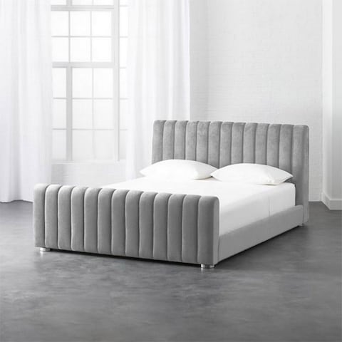 إن هاوس مارتوس هيكل سرير منجد بالمخمل - نفرين - 200×180 سم - رمادي