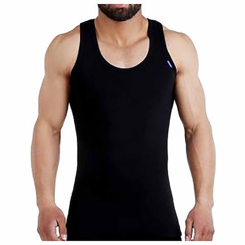 Cottonil Derby Sleeveless Undershirt for Men - 2 Pieces - Size 4 - Black