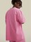 Mei Stylish Unisex Vintage Casual Loose Shoulder Oversize Crew Neck T-shirt, L Size, Pink