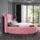 In House Lotus Velvet Bed Frame - Queen - 200x160 cm - Light Pink